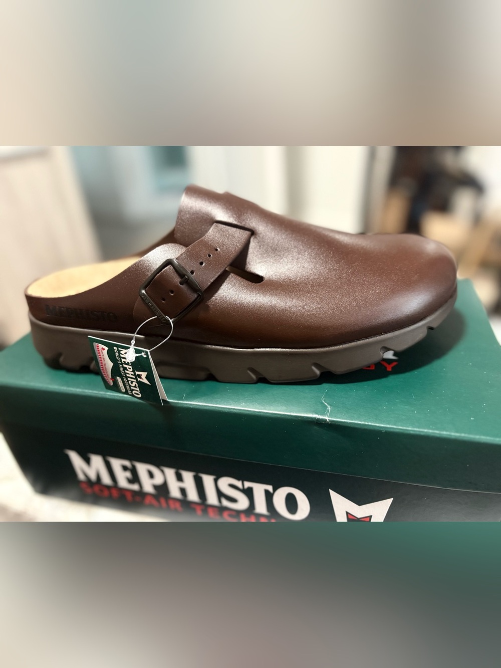 NWT Mephisto Brown Leather Slip-On Clog